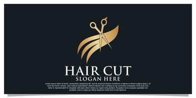 hair cut logo design vector with creative concept for women beauty salon