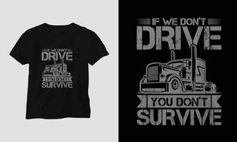 Truck Driver T-shirt Design Vintage Style with truck and flag vector