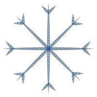 Abstract snowflake dashed patterned lines patterned in trendy wintry hues blue. Icon. Isolate vector