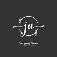 JA Initial handwriting and signature logo design with circle. Beautiful design handwritten logo for fashion, team, wedding, luxury logo. vector