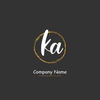 KA Initial handwriting and signature logo design with circle. Beautiful design handwritten logo for fashion, team, wedding, luxury logo. vector