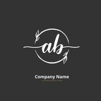 AB Initial handwriting and signature logo design with circle. Beautiful design handwritten logo for fashion, team, wedding, luxury logo. vector