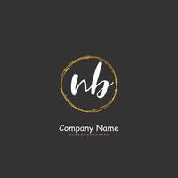 NB Initial handwriting and signature logo design with circle. Beautiful design handwritten logo for fashion, team, wedding, luxury logo. vector