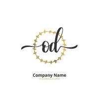 od letra inicial y diseño de logotipo de firma con círculo. hermoso diseño de logotipo escrito a mano para moda, equipo, boda, logotipo de lujo. vector