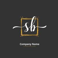 sb escritura a mano inicial y diseño de logotipo de firma con círculo. hermoso diseño de logotipo escrito a mano para moda, equipo, boda, logotipo de lujo. vector