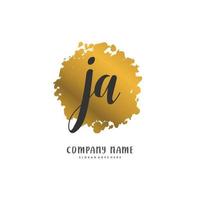 JA Initial handwriting and signature logo design with circle. Beautiful design handwritten logo for fashion, team, wedding, luxury logo. vector