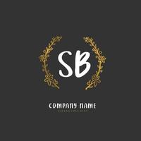 SB Initial handwriting and signature logo design with circle. Beautiful design handwritten logo for fashion, team, wedding, luxury logo. vector