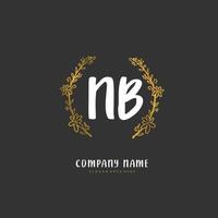 NB Initial handwriting and signature logo design with circle. Beautiful design handwritten logo for fashion, team, wedding, luxury logo. vector