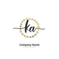 KA Initial handwriting and signature logo design with circle. Beautiful design handwritten logo for fashion, team, wedding, luxury logo. vector