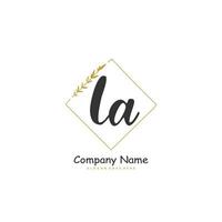 LA Initial handwriting and signature logo design with circle. Beautiful design handwritten logo for fashion, team, wedding, luxury logo. vector