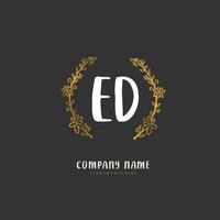 ed escritura a mano inicial y diseño de logotipo de firma con círculo. hermoso diseño de logotipo escrito a mano para moda, equipo, boda, logotipo de lujo. vector