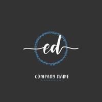 ed escritura a mano inicial y diseño de logotipo de firma con círculo. hermoso diseño de logotipo escrito a mano para moda, equipo, boda, logotipo de lujo. vector