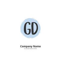 GD Initial handwriting and signature logo design with circle. Beautiful design handwritten logo for fashion, team, wedding, luxury logo. vector