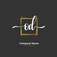 OD Initial handwriting and signature logo design with circle. Beautiful design handwritten logo for fashion, team, wedding, luxury logo. vector