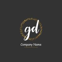 GD Initial handwriting and signature logo design with circle. Beautiful design handwritten logo for fashion, team, wedding, luxury logo. vector