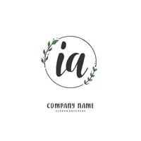 ia letra inicial y diseño de logotipo de firma con círculo. hermoso diseño de logotipo escrito a mano para moda, equipo, boda, logotipo de lujo. vector