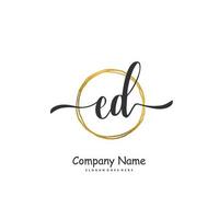 ED Initial handwriting and signature logo design with circle. Beautiful design handwritten logo for fashion, team, wedding, luxury logo. vector