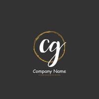 CG Initial handwriting and signature logo design with circle. Beautiful design handwritten logo for fashion, team, wedding, luxury logo. vector