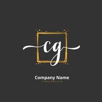 CG Initial handwriting and signature logo design with circle. Beautiful design handwritten logo for fashion, team, wedding, luxury logo. vector