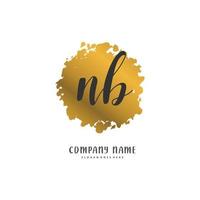 NB Initial handwriting and signature logo design with circle. Beautiful design handwritten logo for fashion, team, wedding, luxury logo. vector