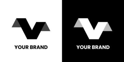 Minimalist V Logo Design Vector. Letter V Abstract Triangle Logo Black White Design Vector Template. Logotype concept icon