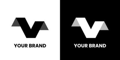 Minimalist V Logo Design Vector. Letter V Abstract Triangle Logo Black White Design Vector Template. Logotype concept icon