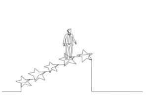 dibujos animados de los pasos de los empresarios hacia el éxito o los puestos destacados de los empleados. estilo de arte de una línea vector