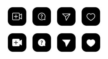 solicitar unirse, preguntar, compartir y dar me gusta. conjunto de iconos de elementos de redes sociales vector