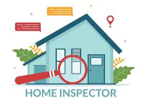 Home Inspector Checks the Condition of the House and Writes a Report for Maintenance Rent Search on Flat Cartoon Hand Drawn Template Illustration vector