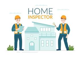 Home Inspector Checks the Condition of the House and Writes a Report for Maintenance Rent Search on Flat Cartoon Hand Drawn Template Illustration vector