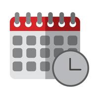 calendar reminder clock time flat icon with shadow vector