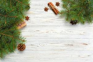 Christmas background with copy space, top view. holiday concept for you design photo