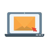 laptop email send office supply stationery work flat style icon vector