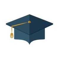 school education graduation hat flat icon with shadow vector