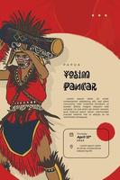 papuanese yosim pancar dancer indonesian culture hand drawn poster ilustration vector