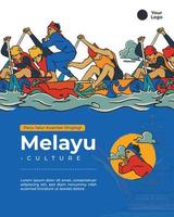 riaunese sport culture pacu jalur kuantan singingi hand drawn indonesia culture vector