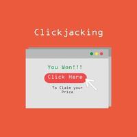 ilustración vectorial de ciberataque de clickjacking vector