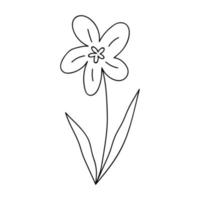 Cute doodle flower isolated on white background. Vector hand-drawn illustration. Perfect for cards, logo, decorations, various designs. Botanical clipart.