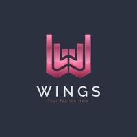 Modern letter W wings logo template design for brand or company and other vector