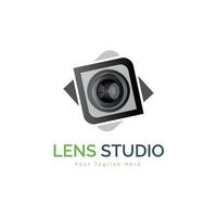 Camera lens studio photography logo design template for brand or company and other vector