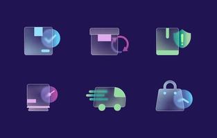 Glass Morphism Icon Delivery Package vector