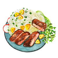 cuisine japonaise aquarelle boeuf riz à l'ail png