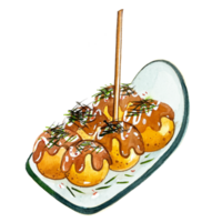 acuarela comida japonesa takoyaki png