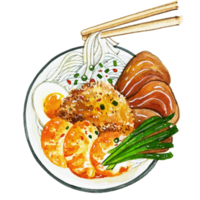 comida japonesa em aquarela, macarrão png
