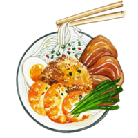 Watercolor Japanese food, noodles png