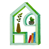 étagère de maison de style bohème aquarelle png