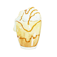 latte de caramelo helado de ilustración acuarela png