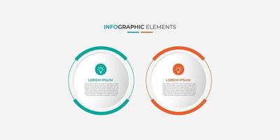 diseño moderno de plantillas infográficas de negocios con 2 pasos u opciones. diseño genial para diagrama de proceso, presentaciones, diseño de flujo de trabajo, banner, diagrama de flujo, información de pared.eps10 vector