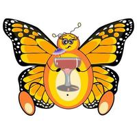 Character design butterfly monarch with cocktail vector