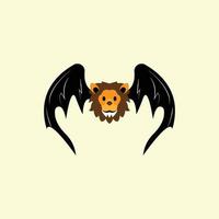 flying winged lion head logo vector